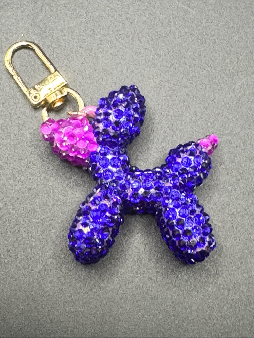 Blinged Purple Balloon Dog Bag Charm/keychain Glass Rhinestones